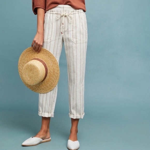 Anthropologie‎ Seashore Striped linen blend Pants - Picture 1 of 8